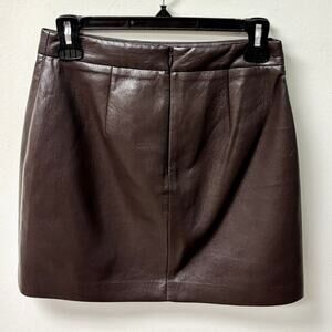 Wilfred Faux Leather High Waisted Pencil Mini Skirt Dark Brown Women's Size 4